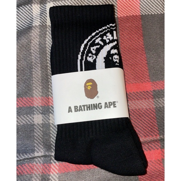 BAPE Busy Works High Socks Black/White 🧦 - Picture 2 of 2